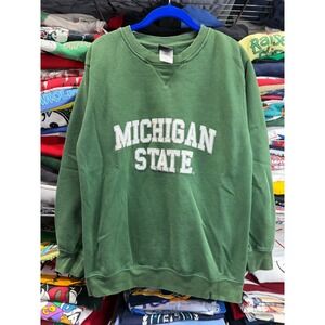 Vintage Michigan State Spartans Sweatshirt Mens S Green  Crewneck Fleece